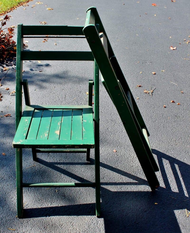 vintage green folding chairs