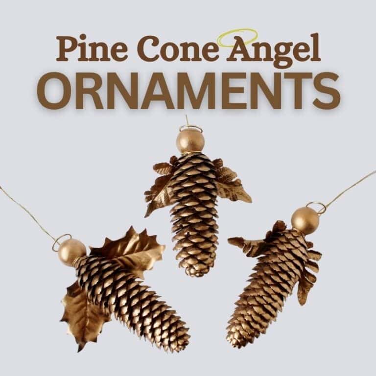 Pine cone angel ornaments showing three examples