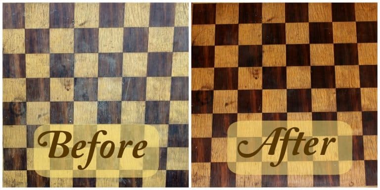 Chess Board Before and After Waxing