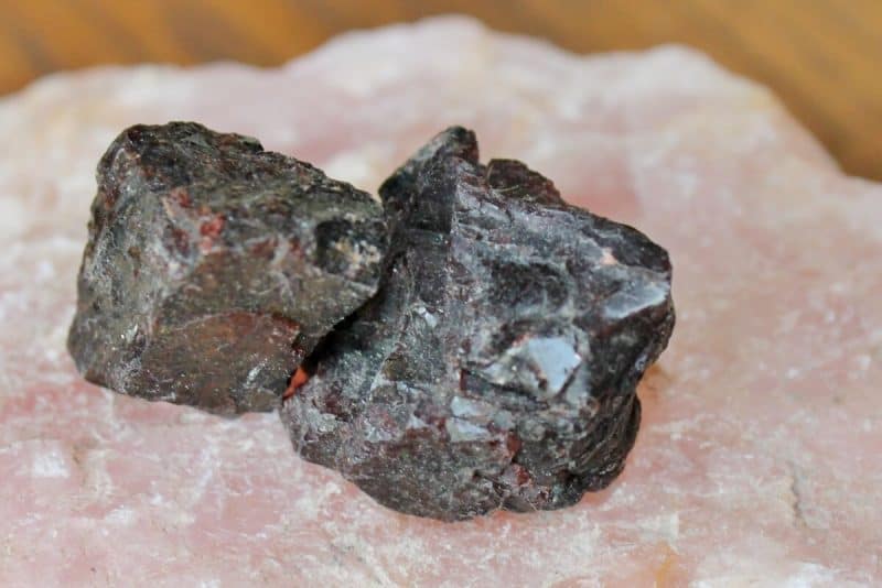 garnet on rose crystal