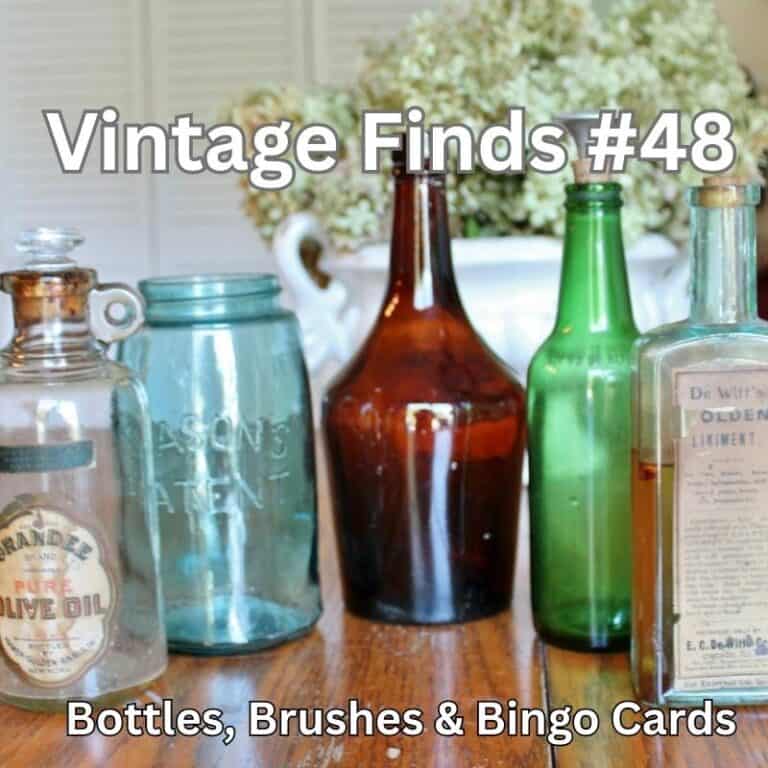 Vintage Finds #48: Bottles, Brushes, & Bingo Cards: shows 5 vintage and antique bottles