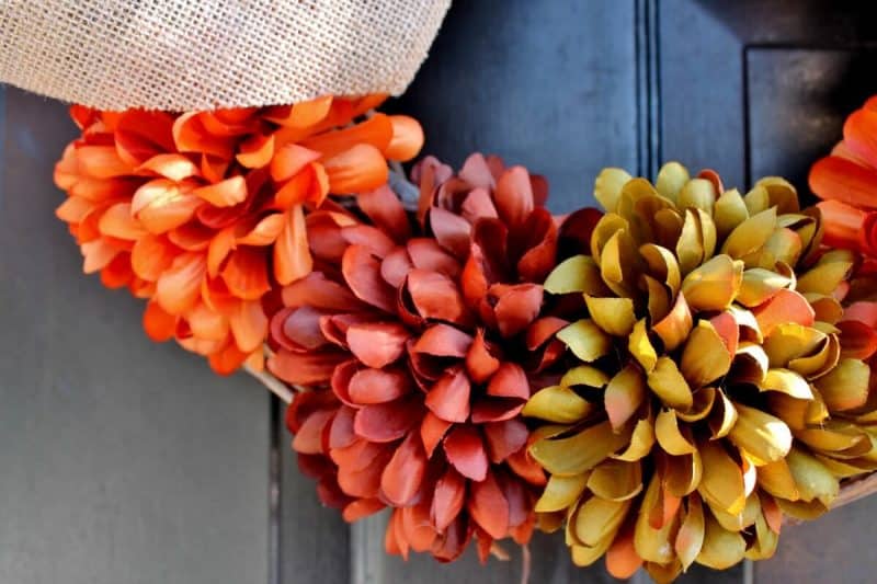 Close up of fall wreath