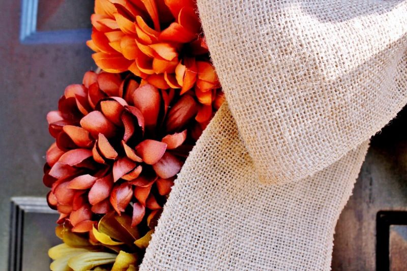 Close up of fall wreath