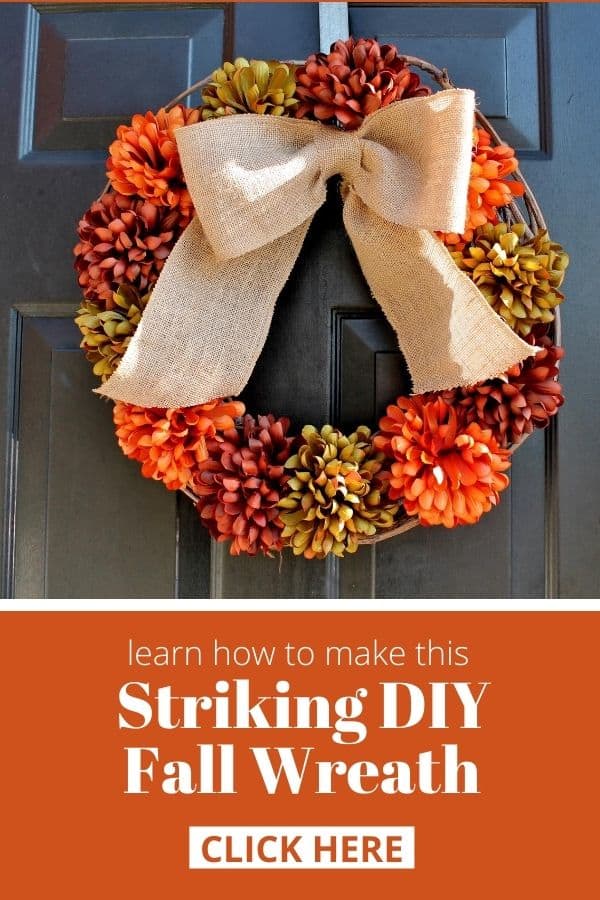 fall floral wreath with text: learn how to make this striking DIY fall wreath