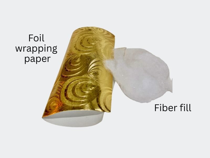 Foil wrapping paper and fiber fill foil wrapping paper and polyester fiber fill