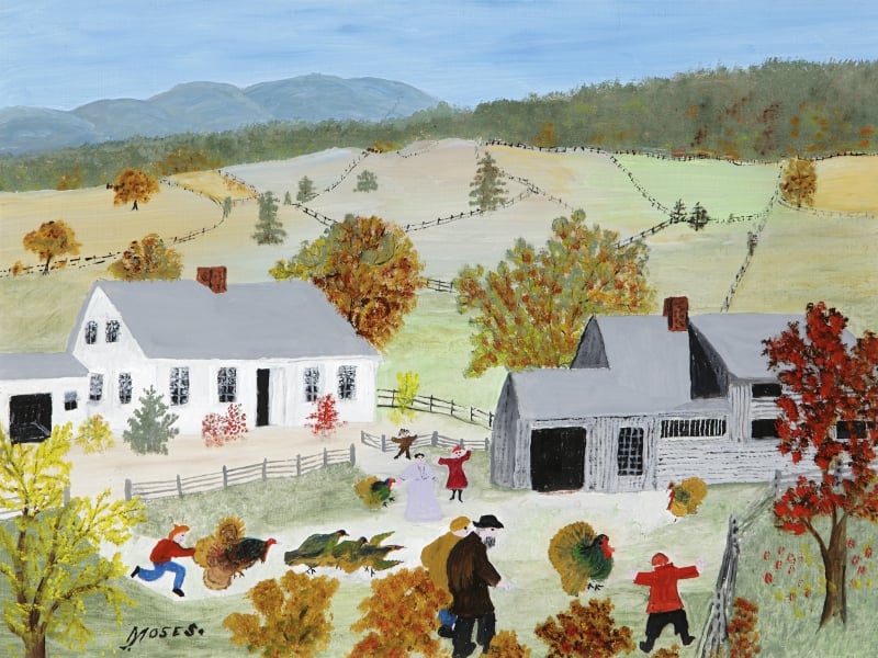 Grandma moses painting: Catchin' the Turkey