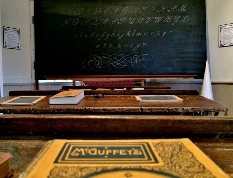 Chalkboard and books