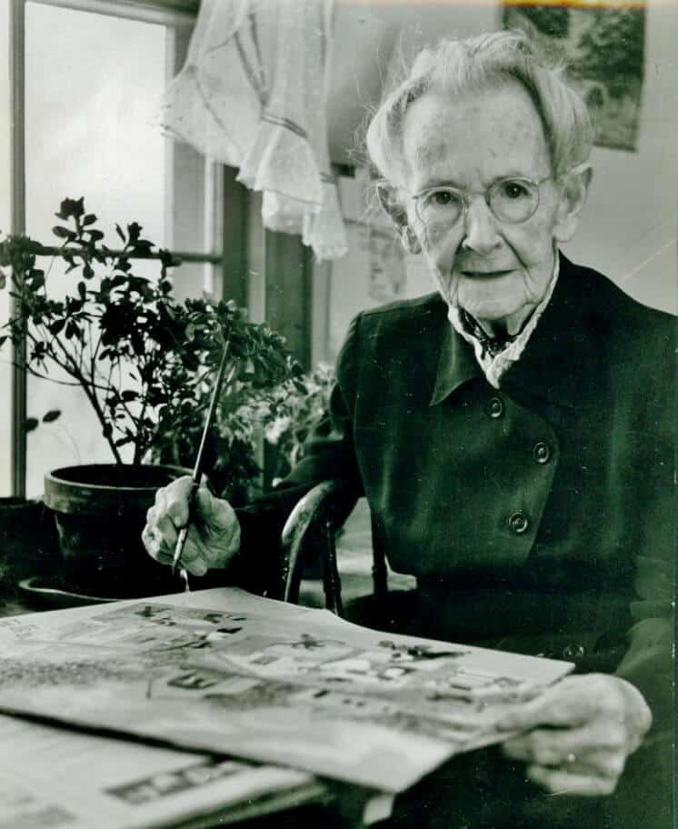 black and white photo of Grandma Moses