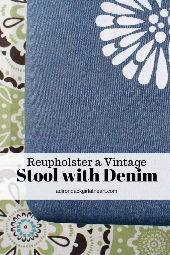 Reupholster a Vintage Stool with Denim adirondackgirlatheart.com 