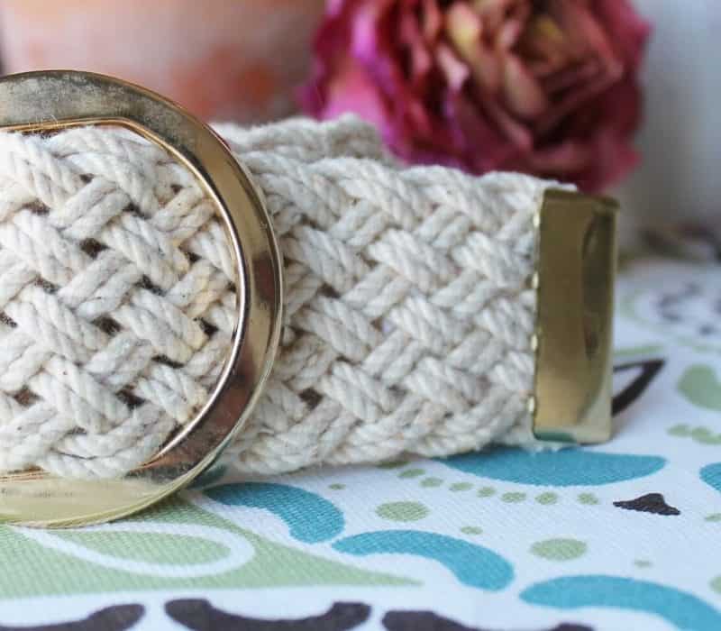 Close up of metal end of belt bracelet