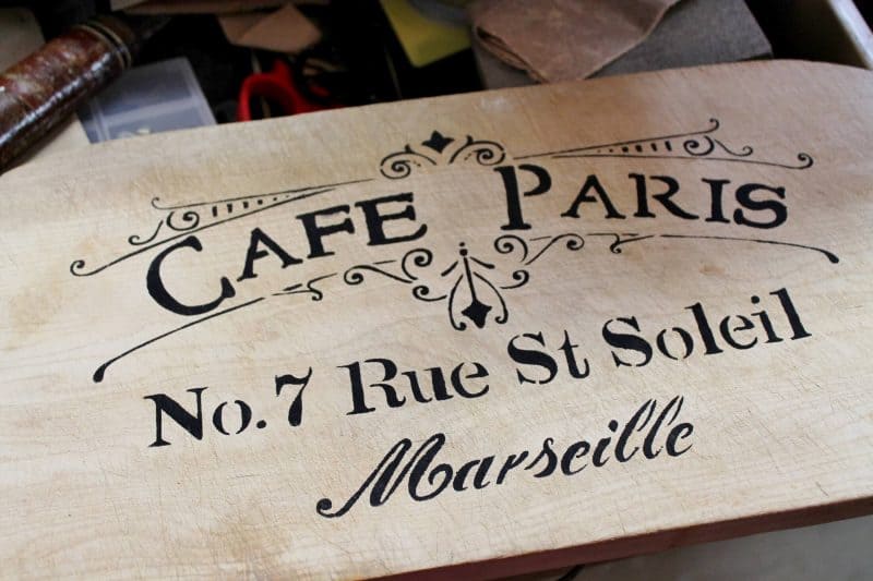 stenciled bread board