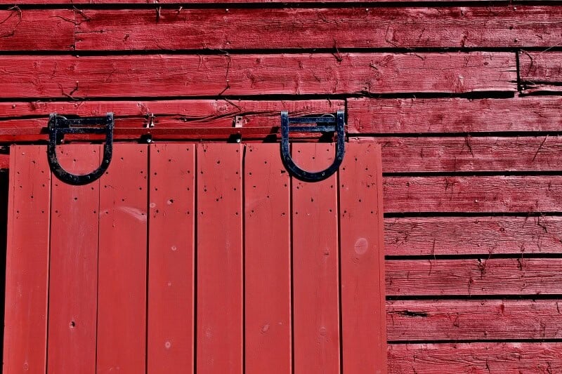 Partial red barn door