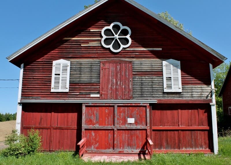 Red barn, blue sky