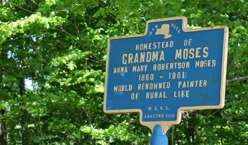 Grandma Moses historical sign by her homestead