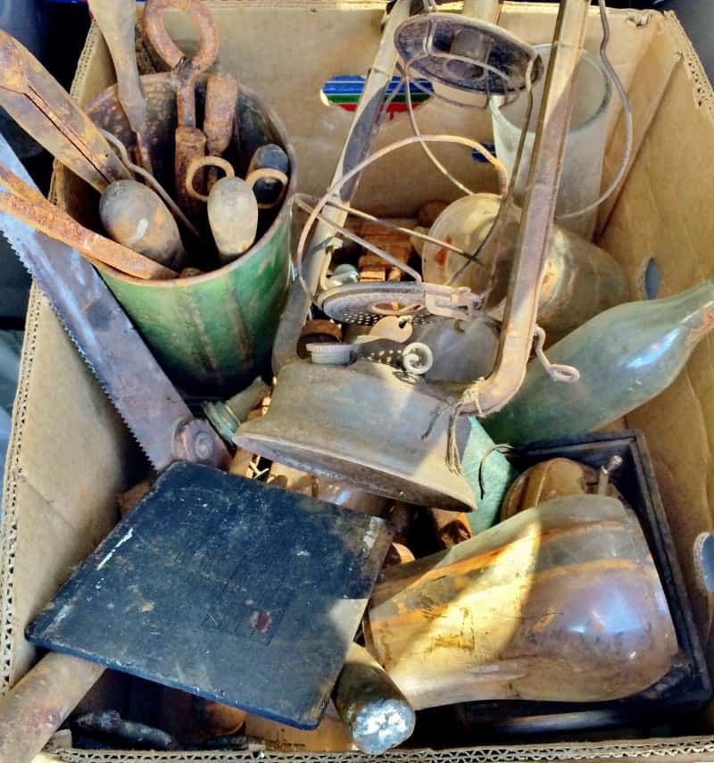 box of rusty junk