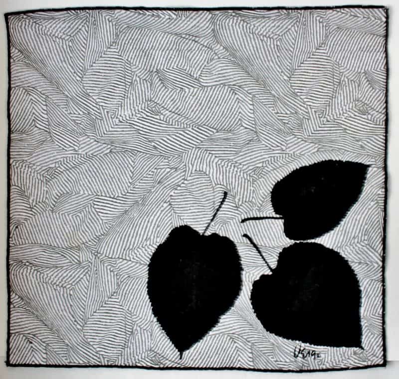 Vintage Vera Neumann Black & White Leaf napkin