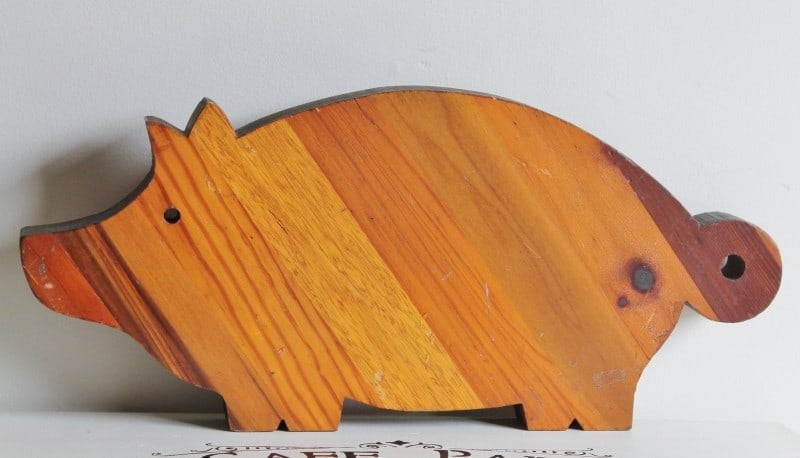 vintage wooden pig