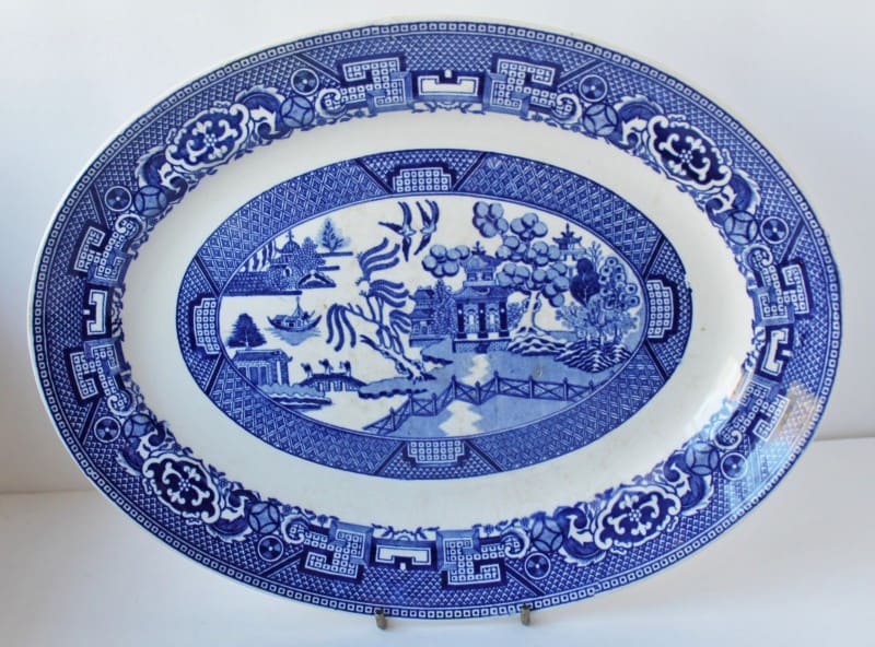 Vintage blue willow platter