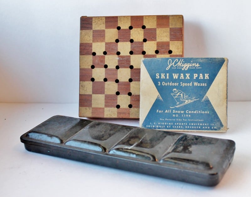 Vintage game, paint set, ski wax