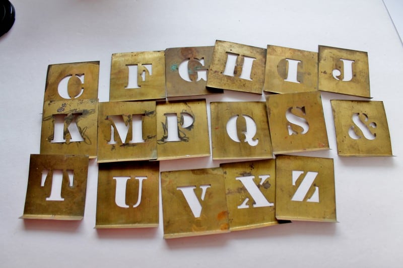 Antique brass letter stencils