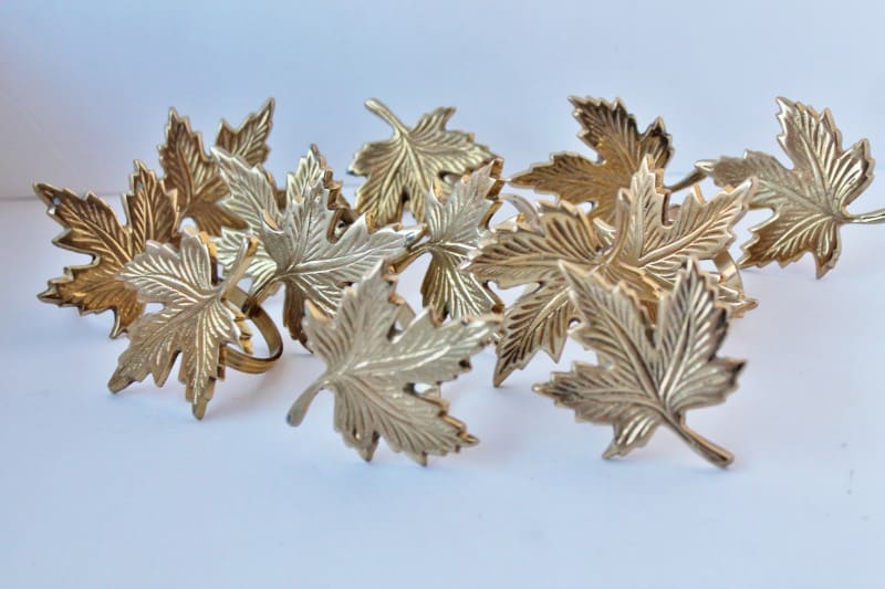 Brass Maple Leaf napkin rings
