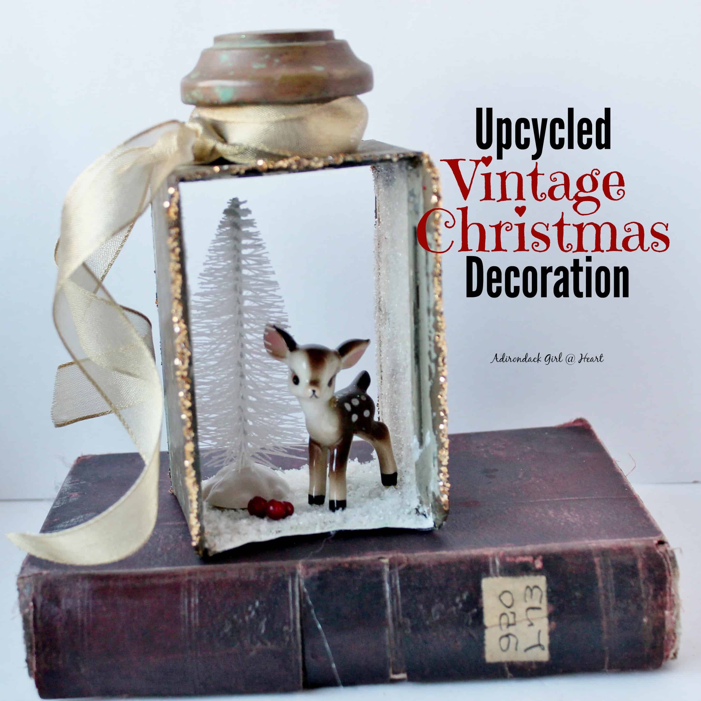 Upcycled brass lantern part into Christmas decoration, Adirondack girl @ Heart