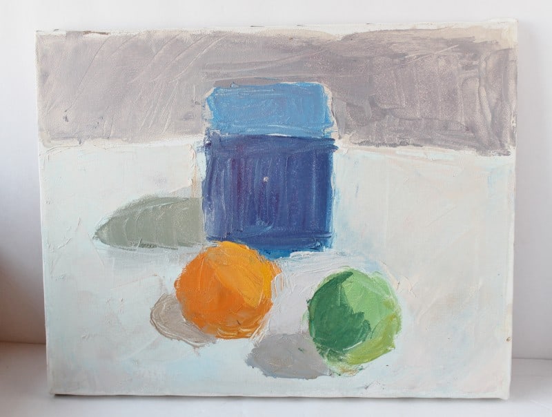 Artist's Oil on Canvas Study of Shapes