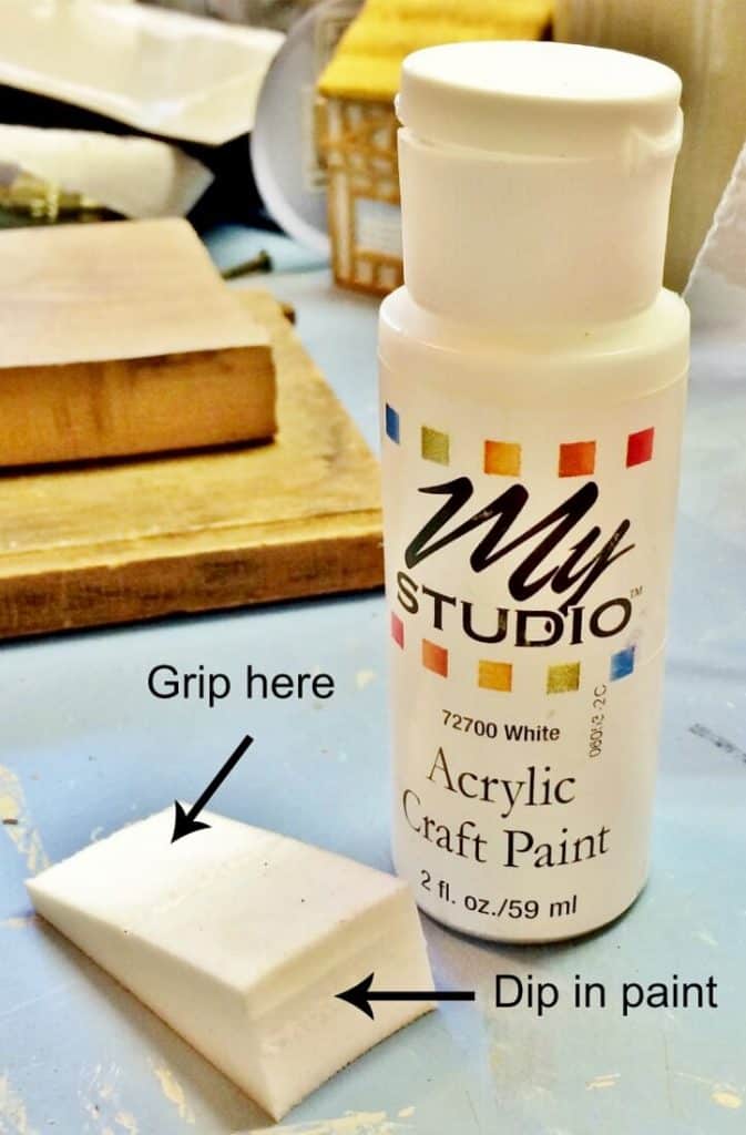 acrylic craft paint and a makeup sponge