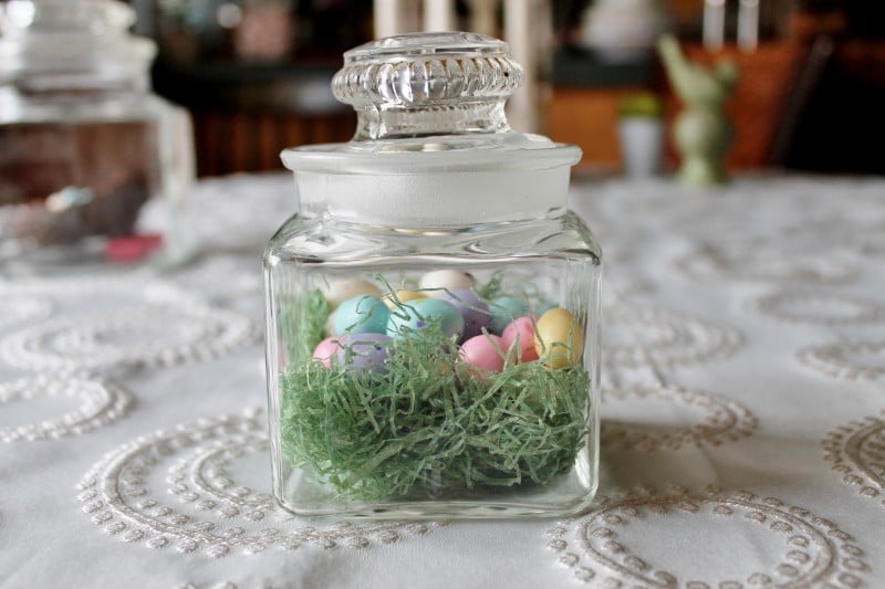 Apothecary jar with easter eggs