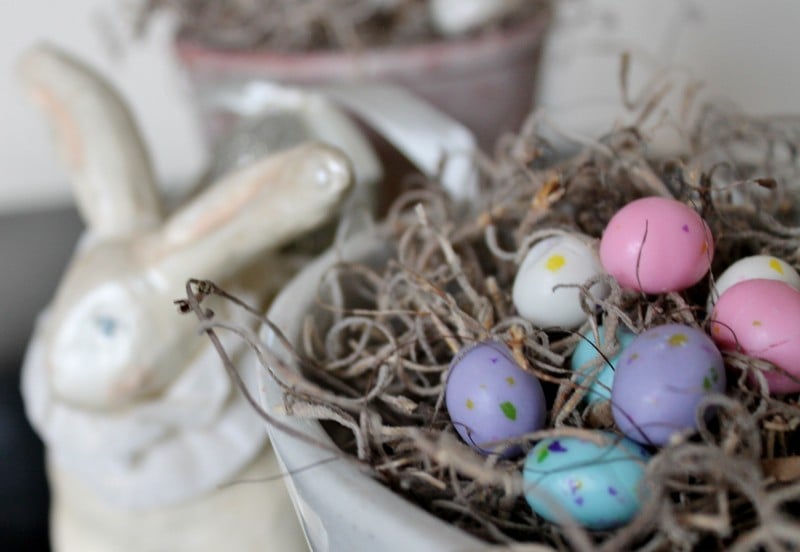 Easter eggs in ironstone jelly mold