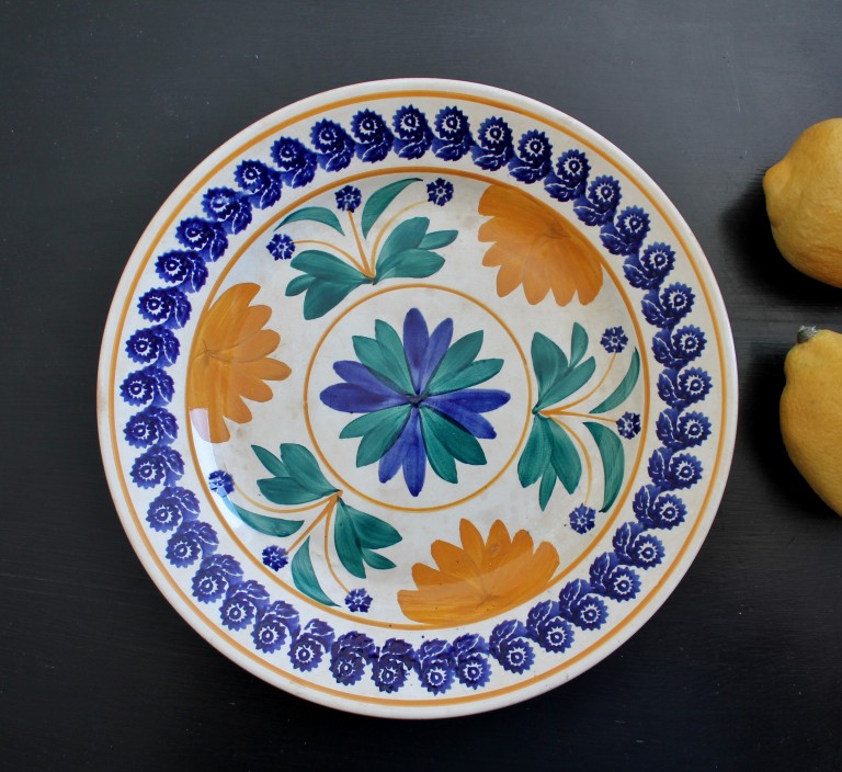 Antique Dutch sponge spatterware dinner plate