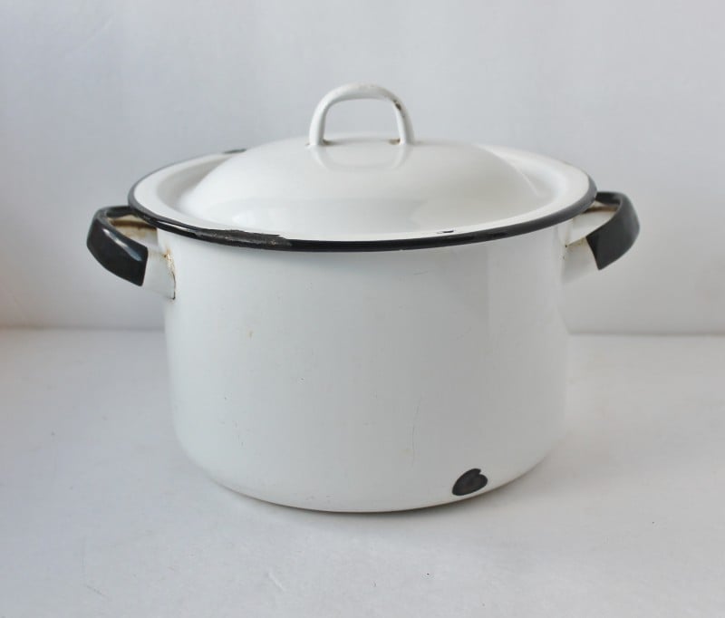 Small vintage enamelware pot