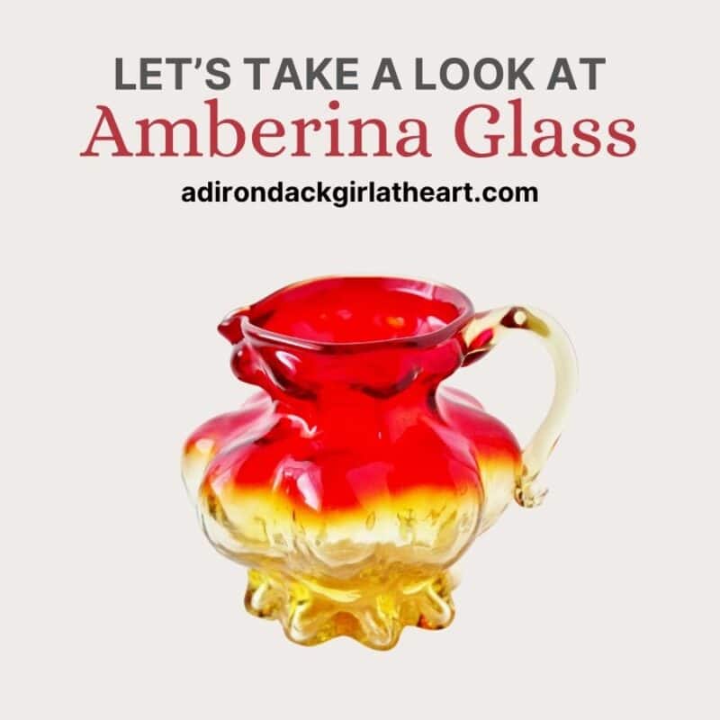 Let's take a look at amberina glass with photo of amberina pitcher (red to yellow gradient)