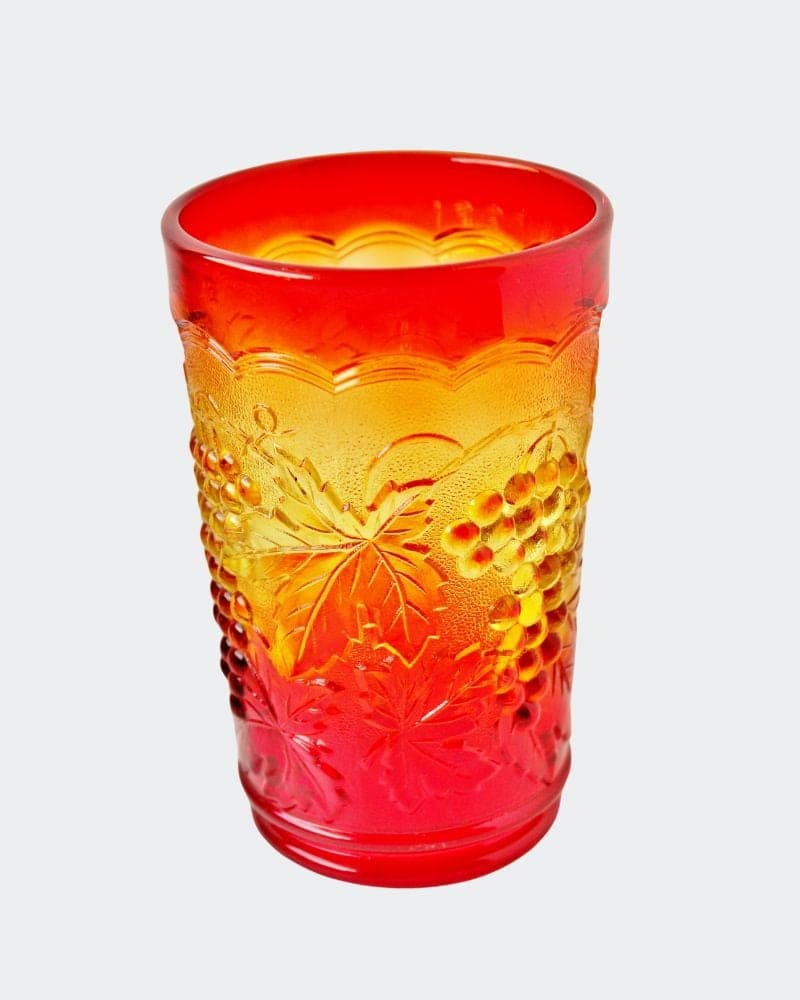 red and yellow indiana glass co. tumbler