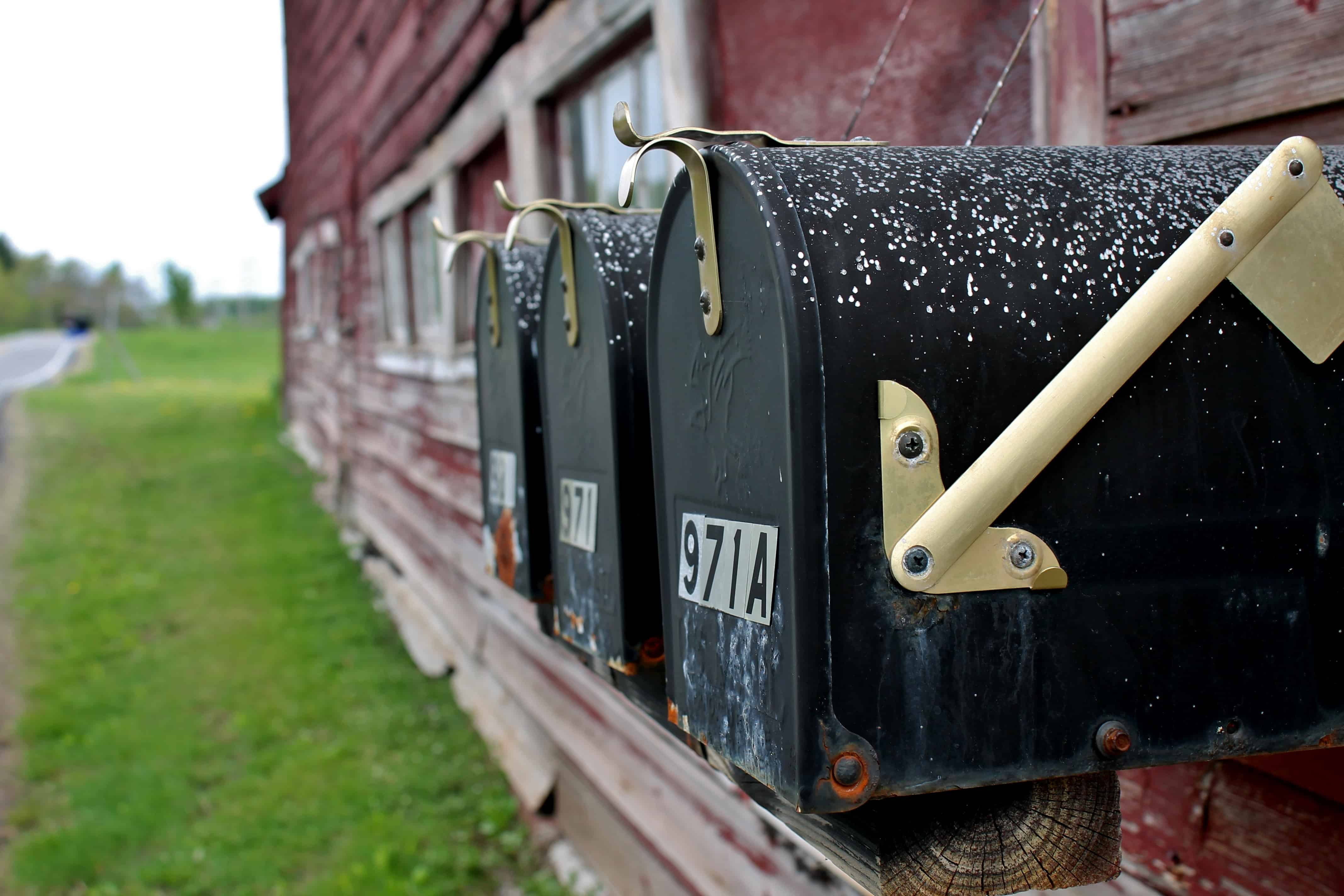Mailboxes on Red Barn