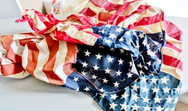 Crumpled tea dyed flag