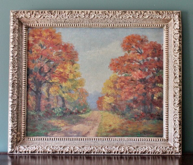 Vintage Fall Landscape Oil on Canvas