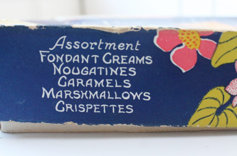 Close up of vintage candy box