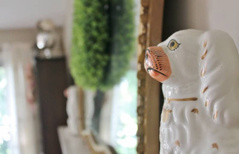 side view of antique staffordshire dog