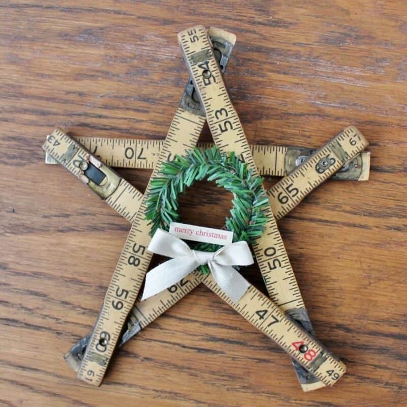Vintage folding ruler star Christmas decoration