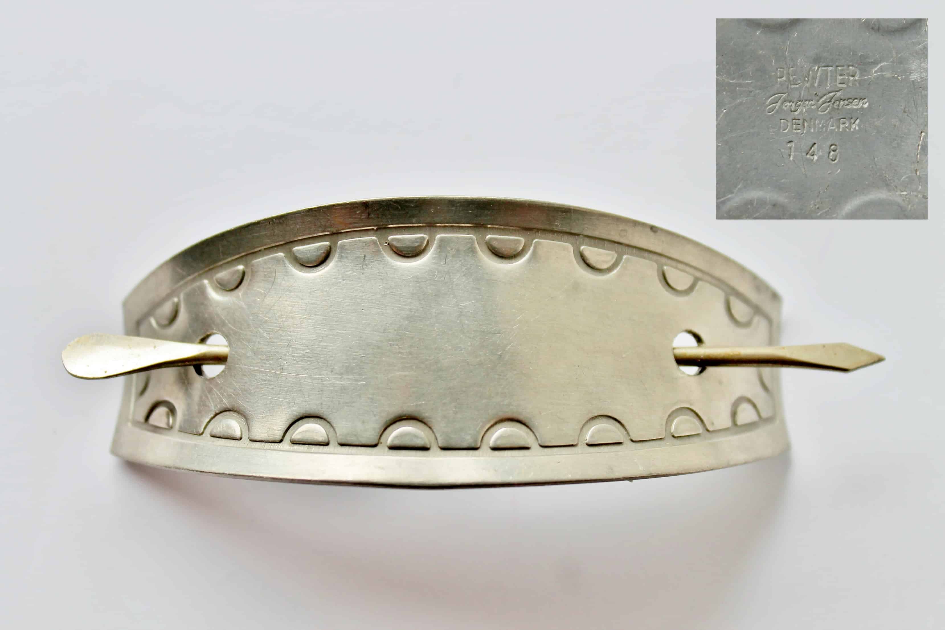Vintage Pewter Jorgen Jensen Hair Clip and mark