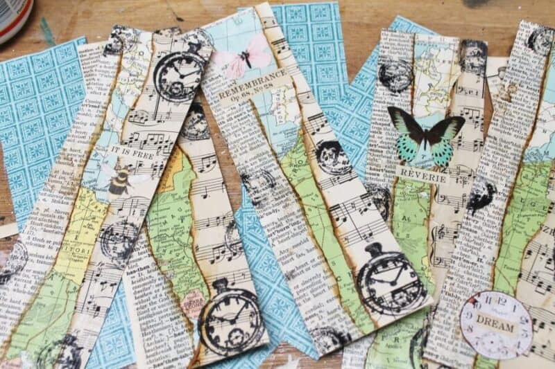 Pile of mixed media bookmarks