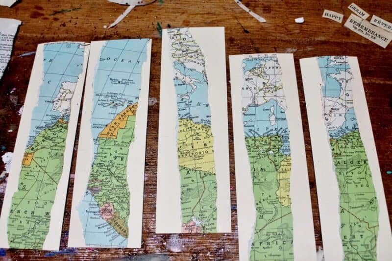 altered art bookmarks in process