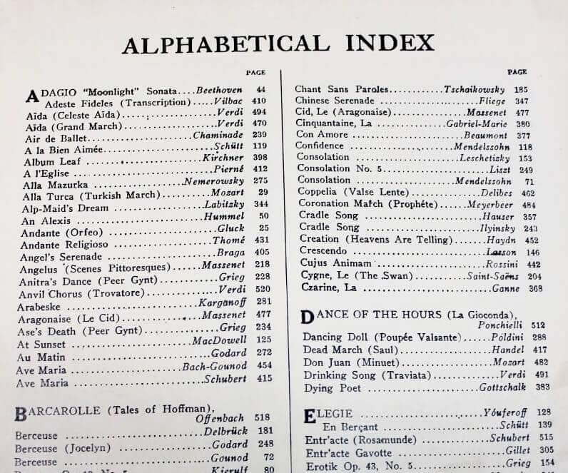 page filled with cool song titles