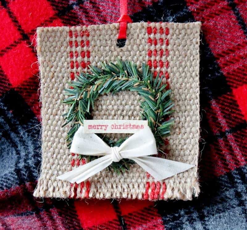 mini wreath on jute webbing
