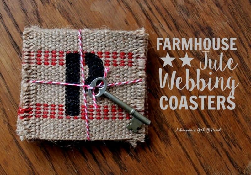 stack of farmhouse style coasters with stenciled initials