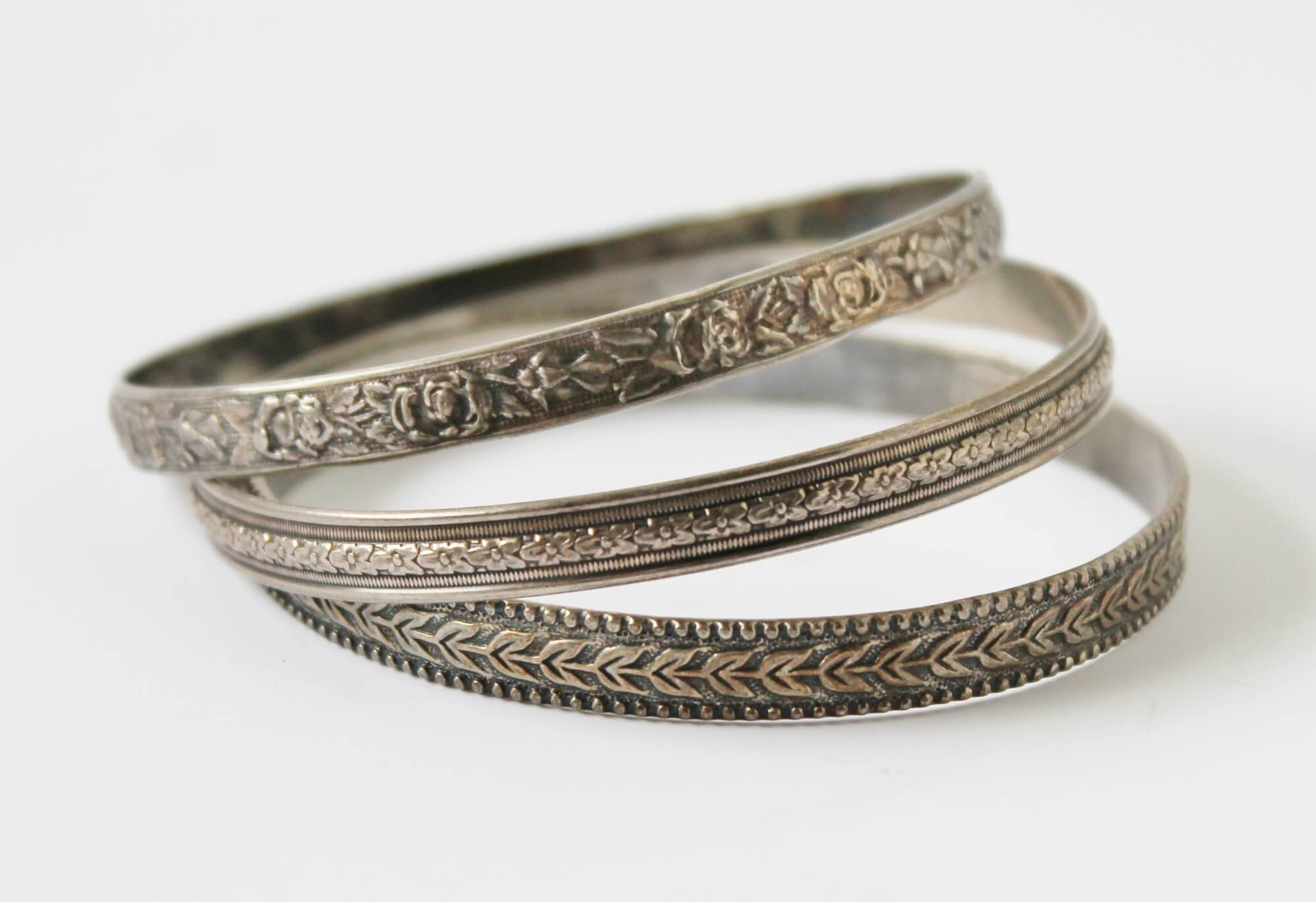 Trio of Sterling Silver Bangle Bracelets