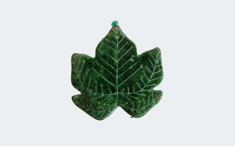 green velvet leaf shape with thread veins