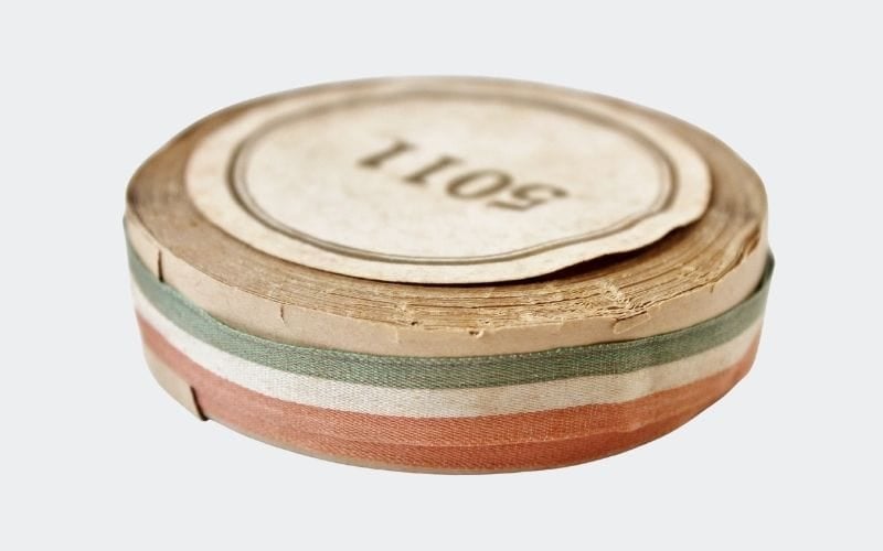spool of red, white, and blue ribbon