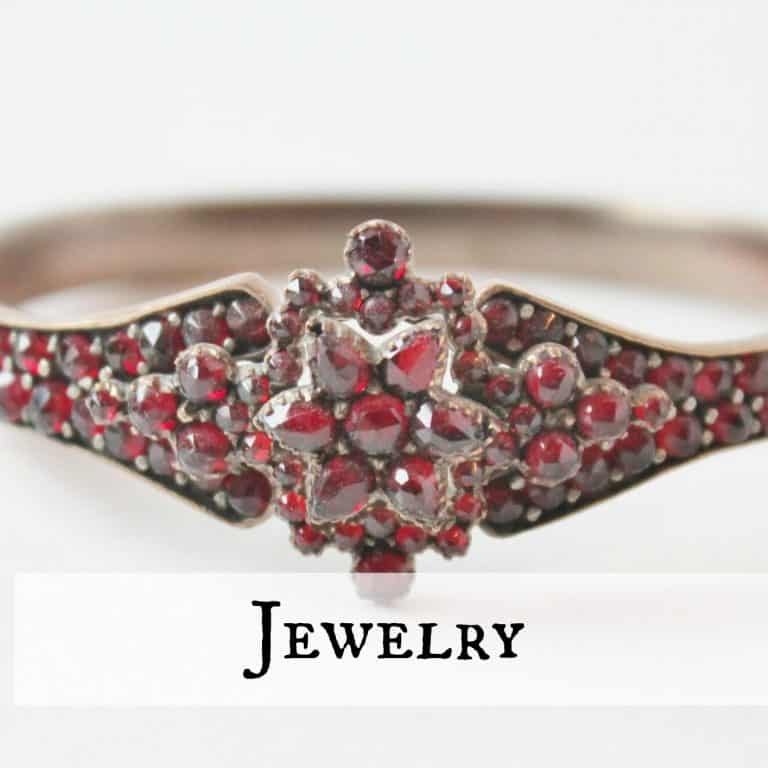 red garnet bracelet with text: jewelry price guide